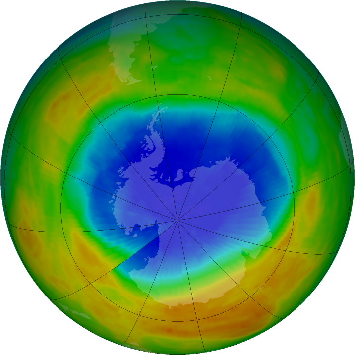 Antarctic ozone map for 25 October 1984